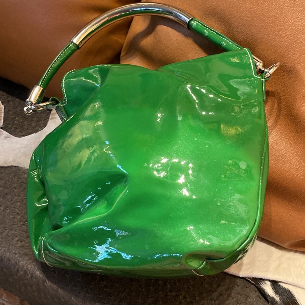 Badgley Mischka Nina Studded Satchel handbag green Smooth Leather - Picture 5 of 7